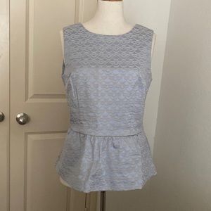Peplum Top ice blue Jacquard